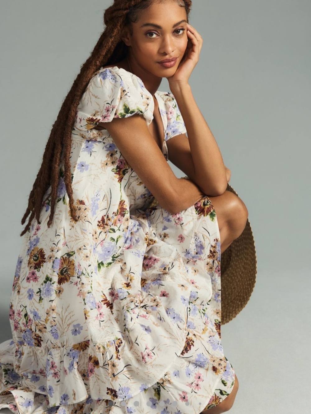 By Anthropologie Tiered Cap-Sleeve Dress-- SIZE XL PETITE